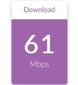 使用通訊局的網速測試工具，下載速度是 61 Mbps