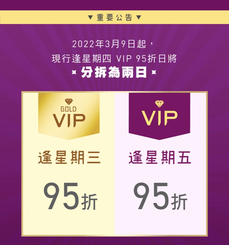 留意HKTVmall VIP 折扣日由過後的周四，變成了周三或周五。